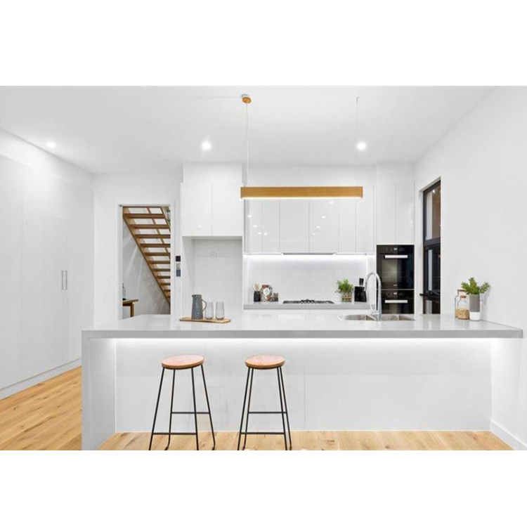CBDMART Solid Wood Kitchen Cabinet L Shaped Customized Size And Color Kitchen Cupboard Solid Wood Frame With Glass Door