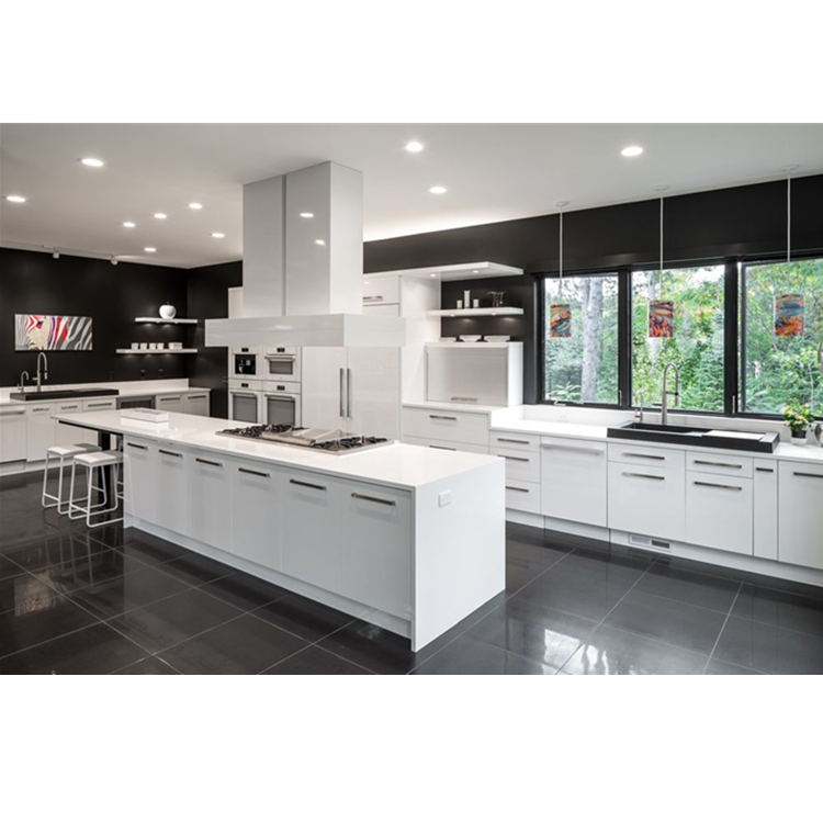 CBDMART Solid Wood Kitchen Cabinet L Shaped Customized Size And Color Kitchen Cupboard Solid Wood Frame With Glass Door