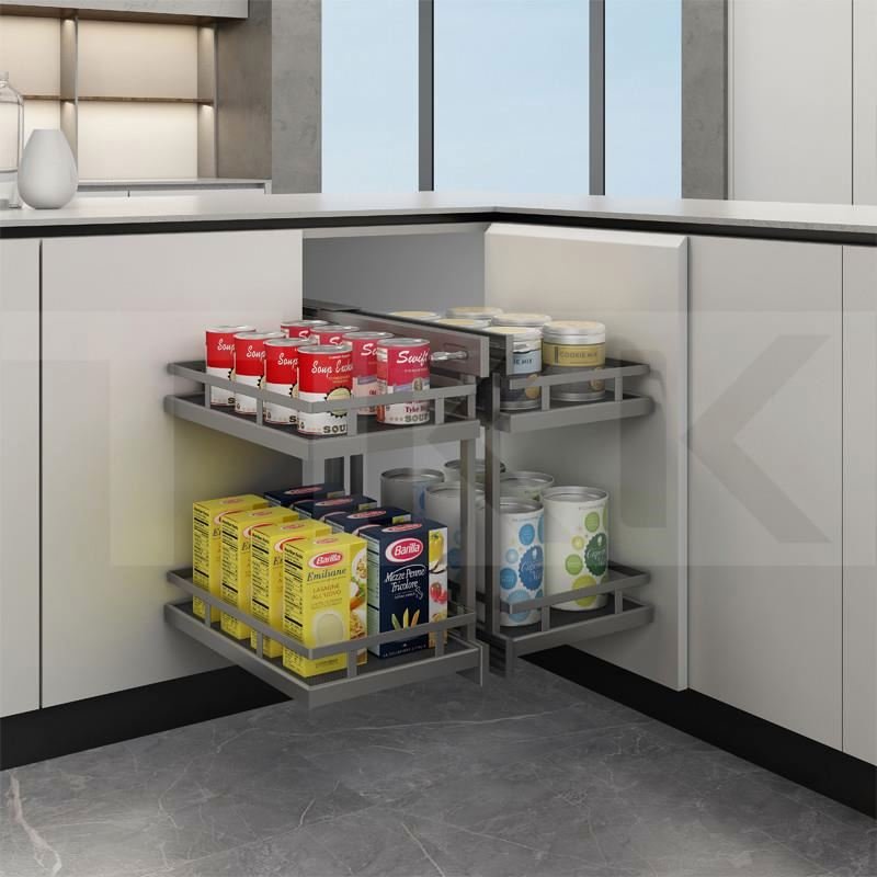 TKK Kitchen Cabinet Accessories Organizer Spice Rack Soft-Stop Pull out Sliding Basket Wire Mdf Storage Basket
