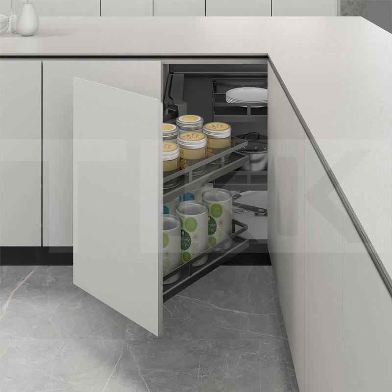 TKK Kitchen Cabinet Accessories Organizer Spice Rack Soft-Stop Pull out Sliding Basket Wire Mdf Storage Basket
