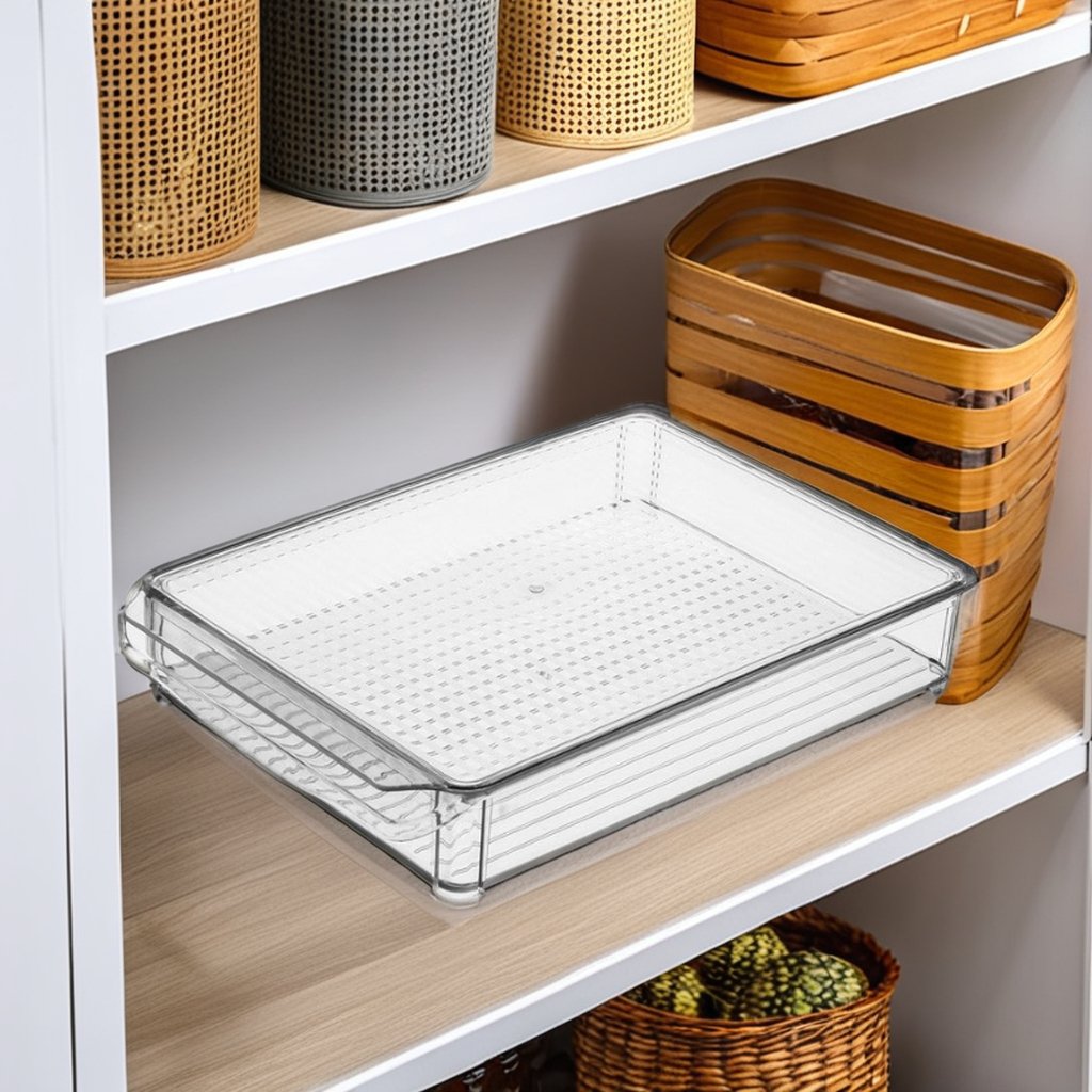 widen Transparent Plastic Rectangle Storage Box Refrigerator Crisper Special Kitchen Arrangement Sundries Cold Storage Basket