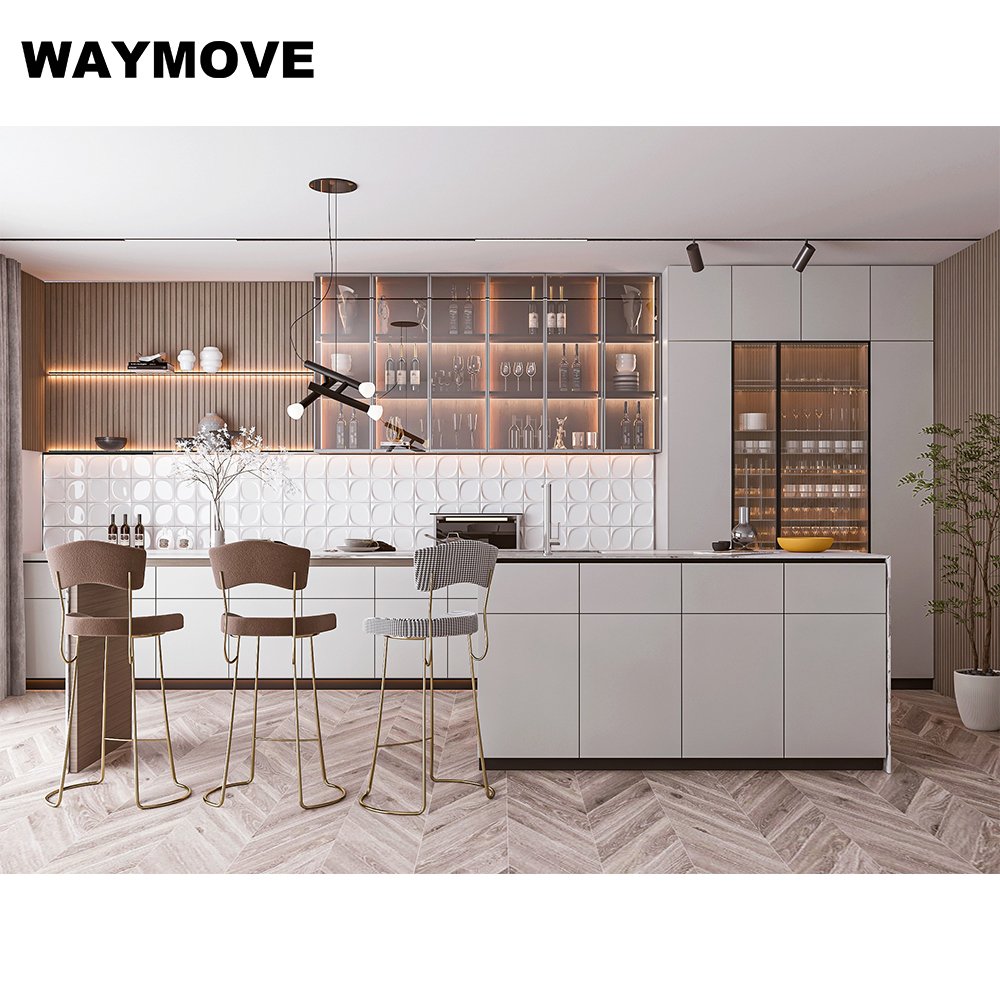 WAYMOVE Modern Style Complete Kitchen Cabinet Lacquer Foshan Aluminum Full Appliances Sink Stylish Practical Solution Your