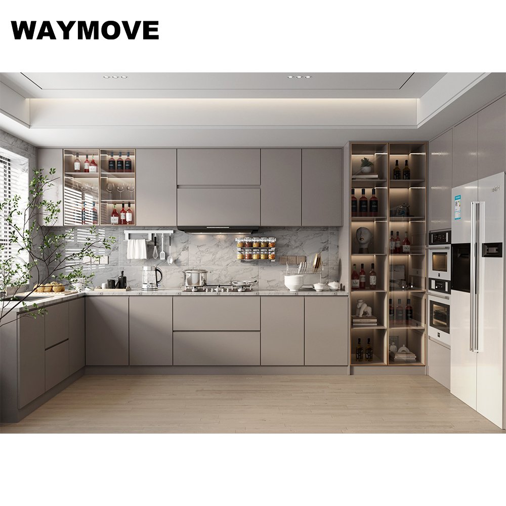 WAYMOVE Modern Style Complete Kitchen Cabinet Lacquer Foshan Aluminum Full Appliances Sink Stylish Practical Solution Your