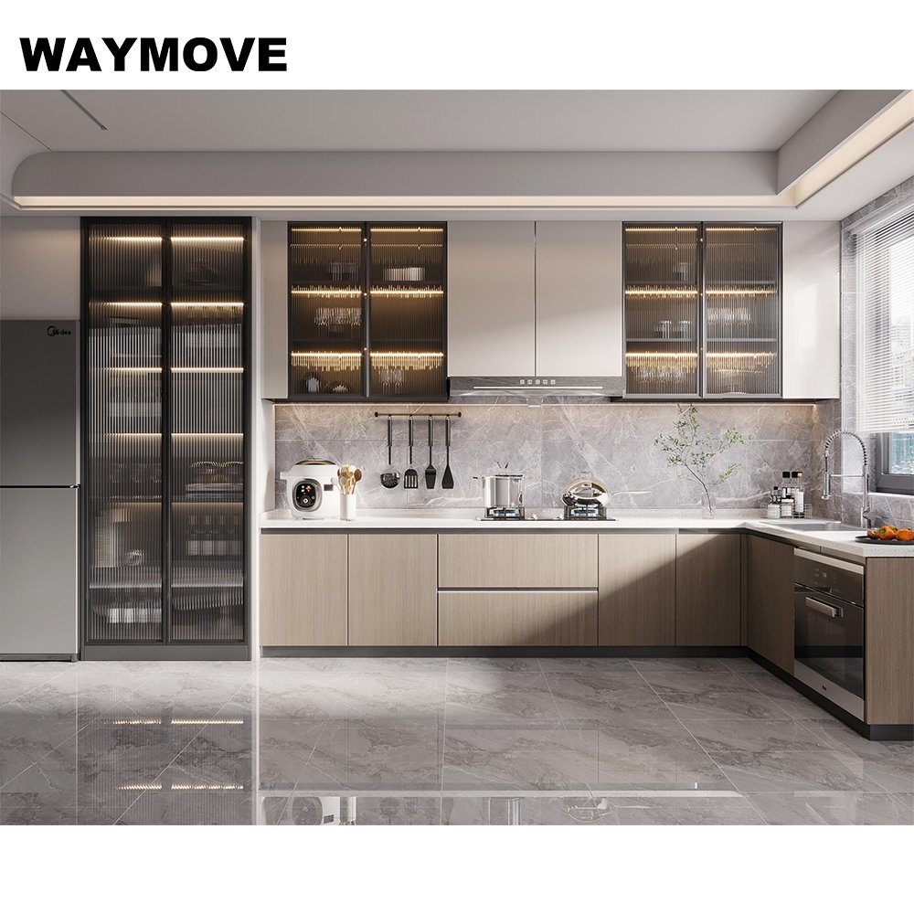 WAYMOVE Modern Style Complete Kitchen Cabinet Lacquer Foshan Aluminum Full Appliances Sink Stylish Practical Solution Your