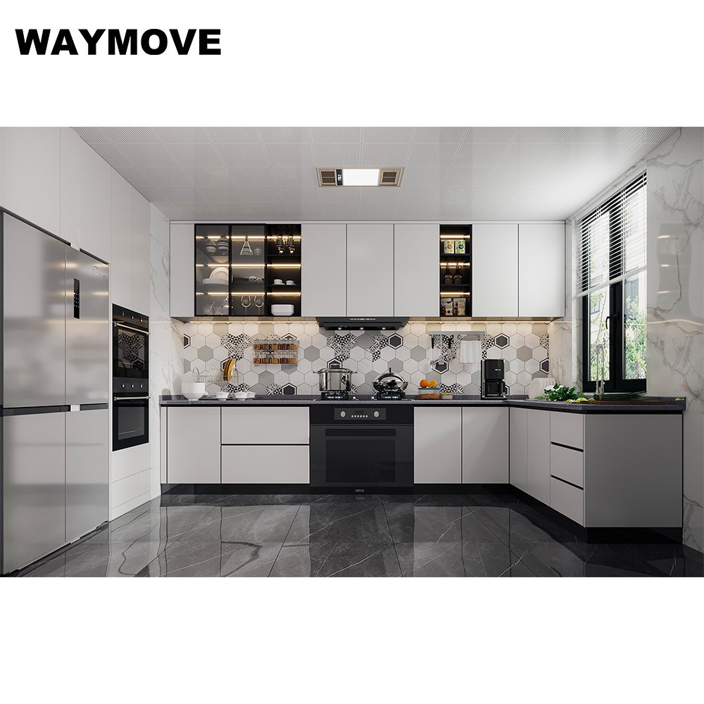 WAYMOVE Modern Style Complete Kitchen Cabinet Lacquer Foshan Aluminum Full Appliances Sink Stylish Practical Solution Your