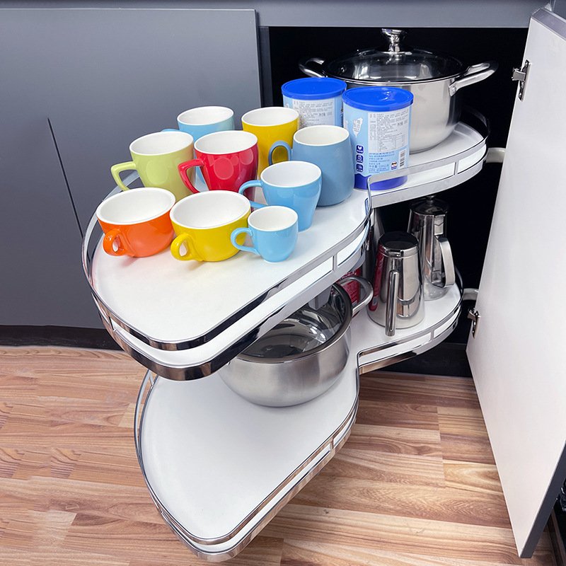 Kitchen cabinet flying saucer monster corner pull basket seasoning pull basket Double layer seasoning basket