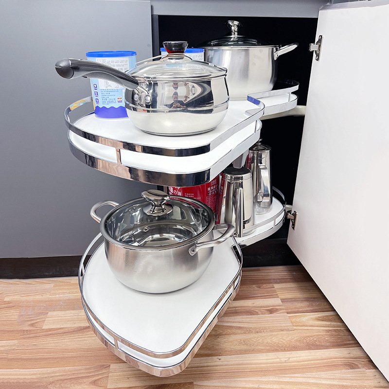 Kitchen cabinet flying saucer monster corner pull basket seasoning pull basket Double layer seasoning basket