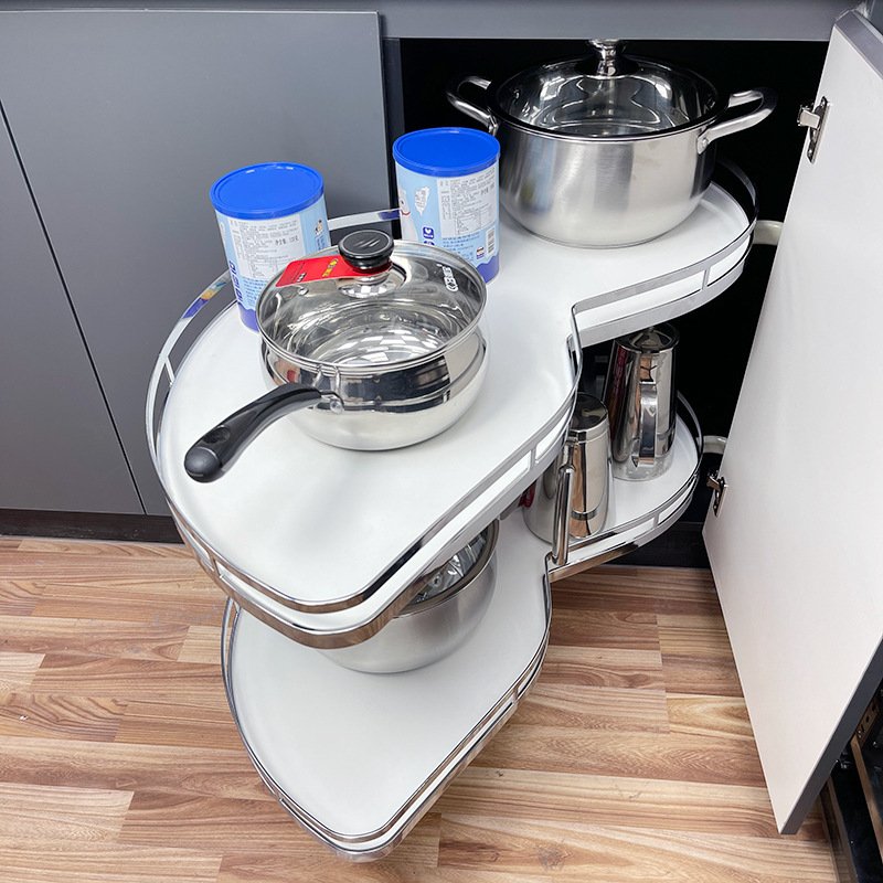 Kitchen cabinet flying saucer monster corner pull basket seasoning pull basket Double layer seasoning basket