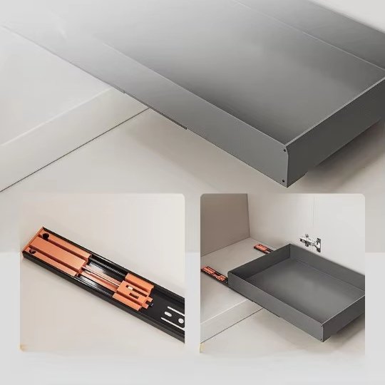Aluminum Multi-Function Pull-Out Storage Rack Punch-Free Drawer Kitchen Cabinet Interior Renovation Organizer Seasoning Basket