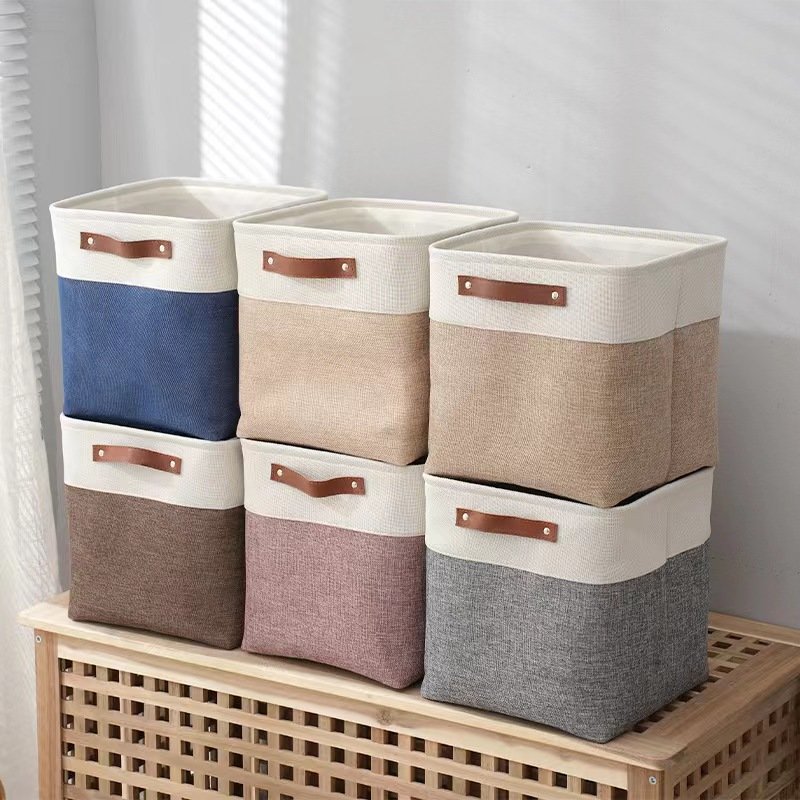 Wholesale new household simple double color large capacity books toy t clothes fabric storage basket