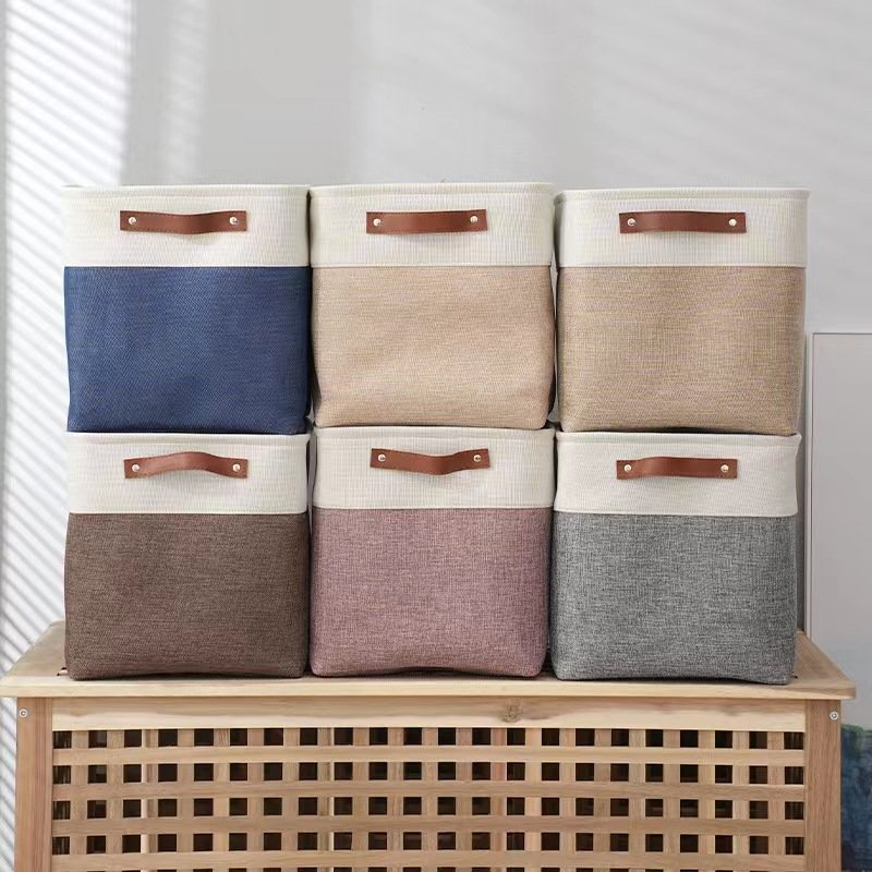 Wholesale new household simple double color large capacity books toy t clothes fabric storage basket