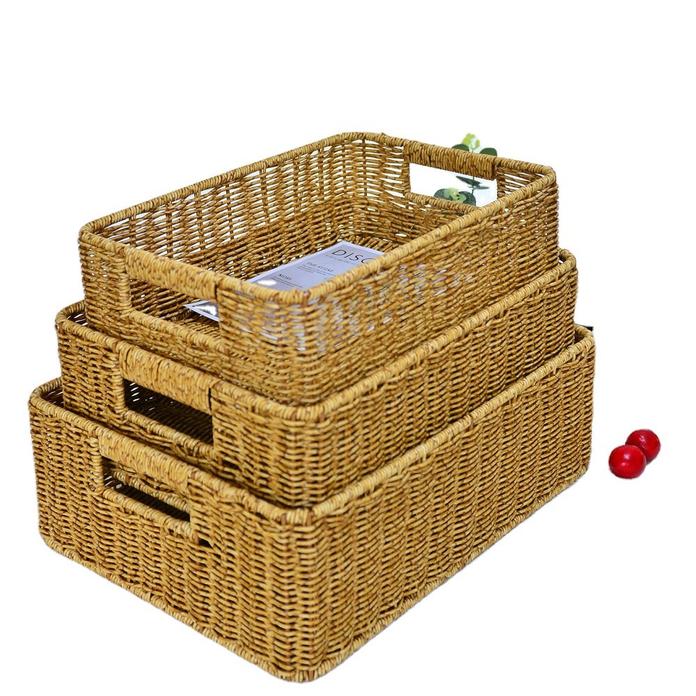 3pc Huangtu-Nordic Style Handmade Bamboo Rattan baskets Home Decor Custom Factory,custom basket Storage Storage baskets