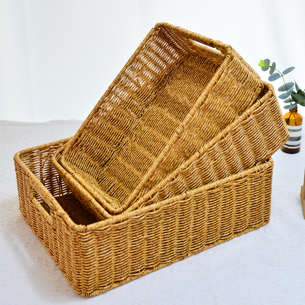3pc Huangtu-Nordic Style Handmade Bamboo Rattan baskets Home Decor Custom Factory,custom basket Storage Storage baskets