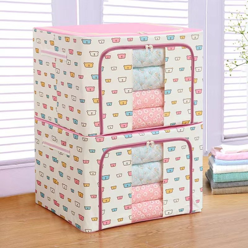 Oxford cotton quilt storage box Clothing storage basket steel frame can be disassembled and washed large capacity bin