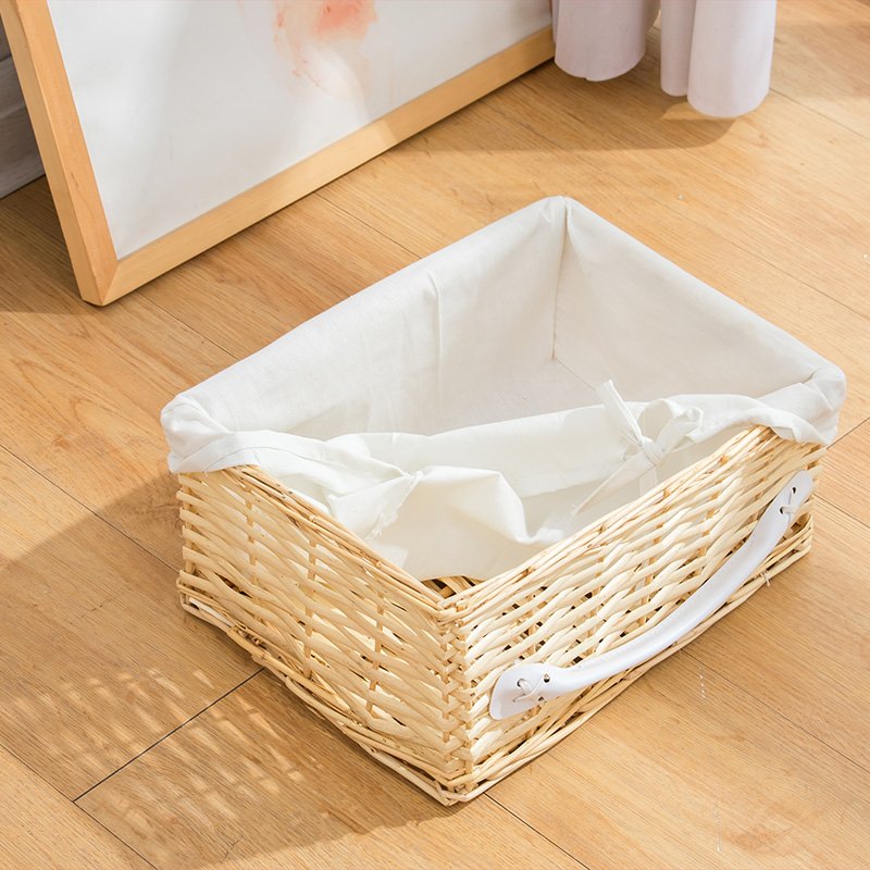 Wholesale wood 3 drawer small cabinet handmade willow wicker next wall storage basket