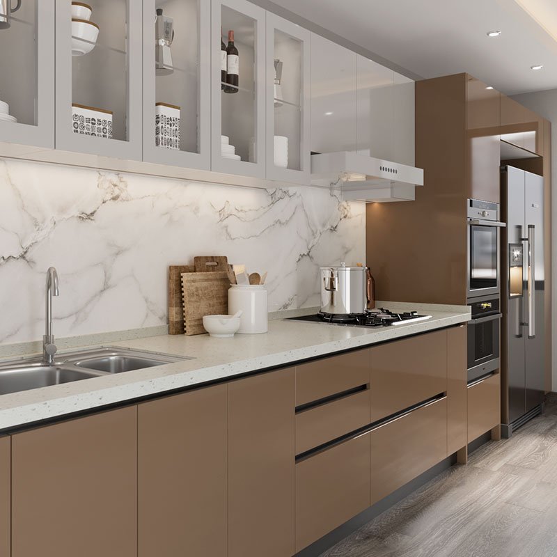 OPPOLIA Luxury European Style Cupboard Shaker Kitchen Cabinets Furniture Modern For Villa