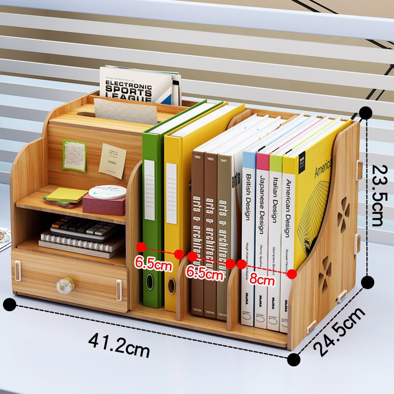Ownswing Multi-compartment File Cabinet Wood Desktop Organizer Storage Box Display Shelf Rack With Drawers