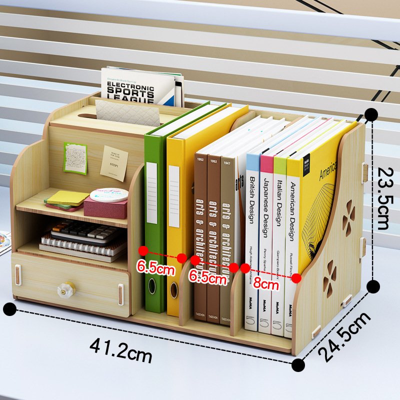 Ownswing Multi-compartment File Cabinet Wood Desktop Organizer Storage Box Display Shelf Rack With Drawers