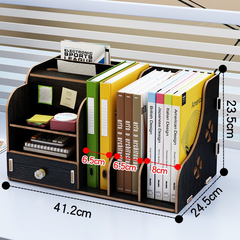Ownswing Multi-compartment File Cabinet Wood Desktop Organizer Storage Box Display Shelf Rack With Drawers