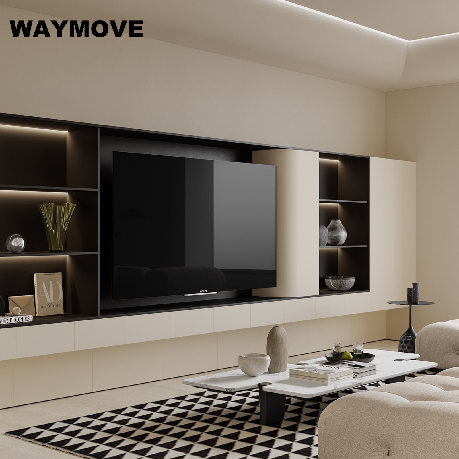 WAYMOVE Modern Modular Kitchen Cabinets with Island Table Practical Kitchen Furniture with Stylish Designs