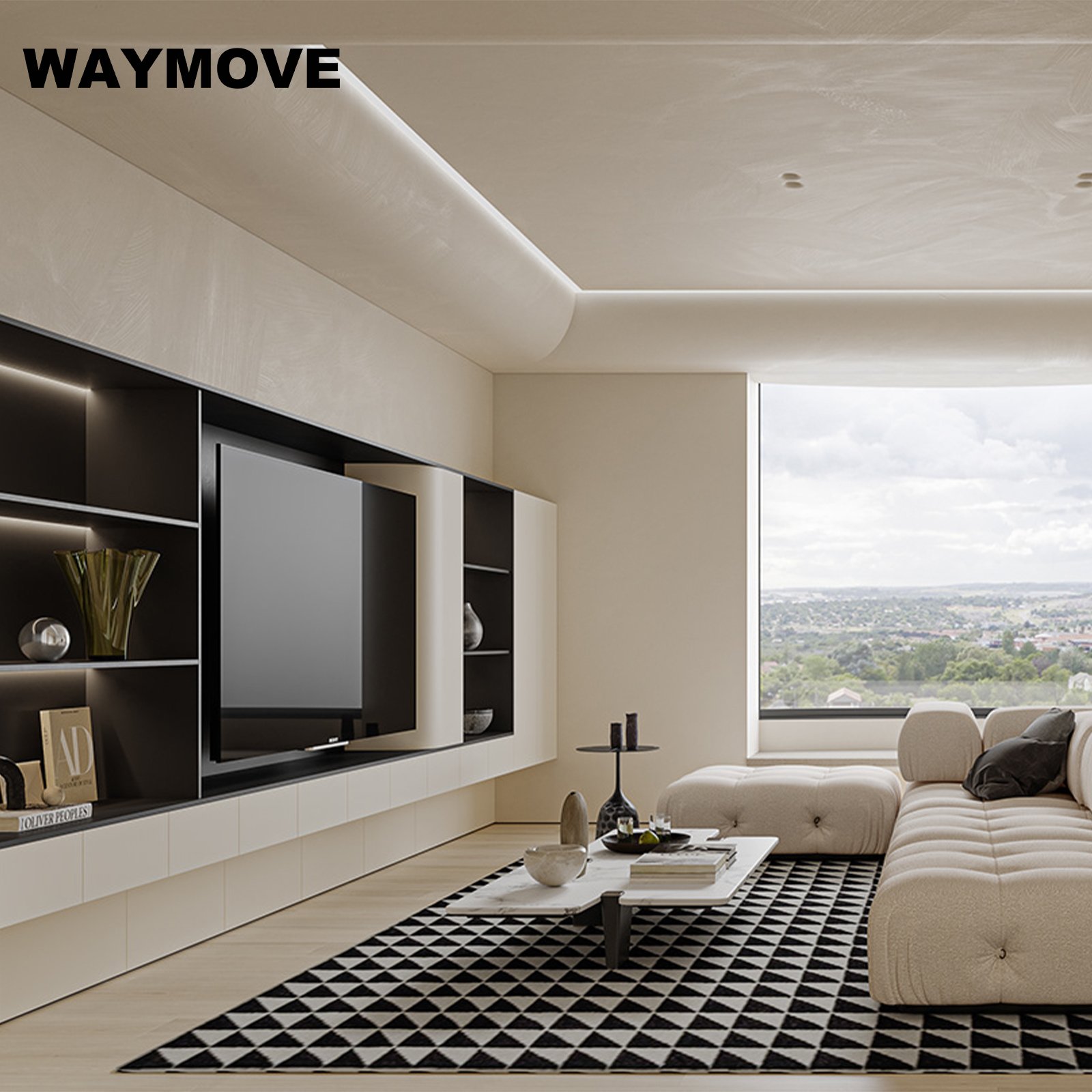 WAYMOVE Modern Modular Kitchen Cabinets with Island Table Practical Kitchen Furniture with Stylish Designs