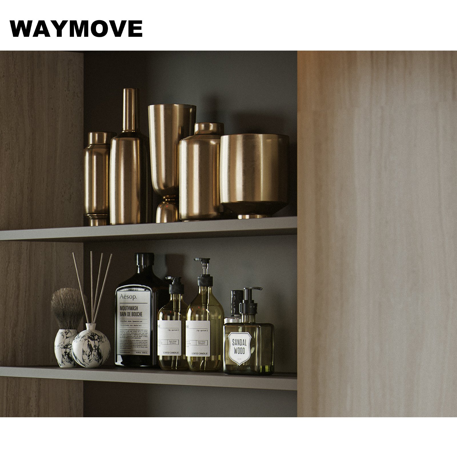 WAYMOVE Modern Modular Kitchen Cabinets with Island Table Practical Kitchen Furniture with Stylish Designs