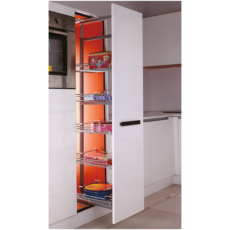 TKK 6-Tier Tall Pull Out Pantry Unit Kitchen Accessories Cabinet Larder Basket For Kitchen Storage