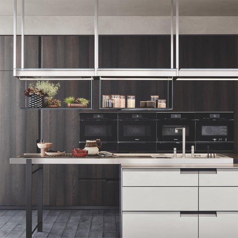 Hot sale customized waterproof modern italian furniture smart wood lacquer glossy melamine board kitchen cabinet