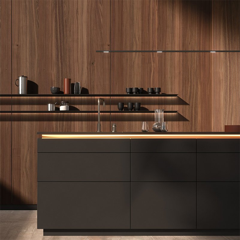 Hot sale customized waterproof modern italian furniture smart wood lacquer glossy melamine board kitchen cabinet