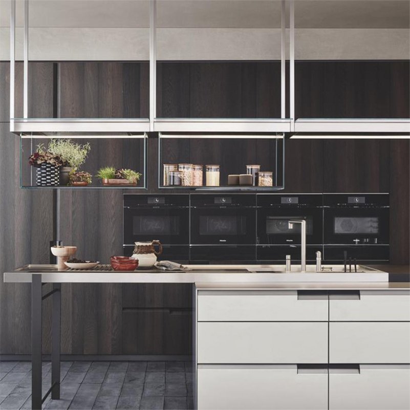 Hot sale customized waterproof modern italian furniture smart wood lacquer glossy melamine board kitchen cabinet