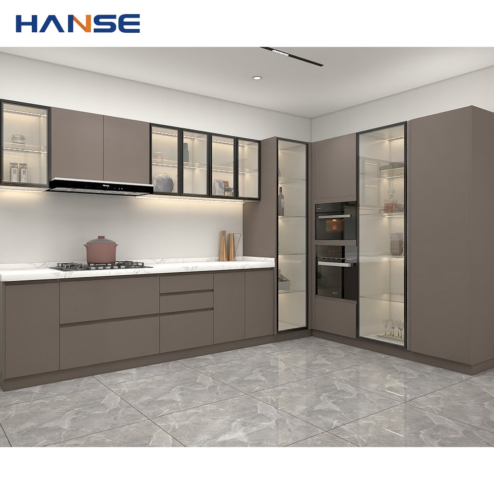 Luxury Island Style Solid Wood Lacquer Storage Kitchen Unit Set Modern Kitchen Cabinet With Drawer Pull Basket Accessories