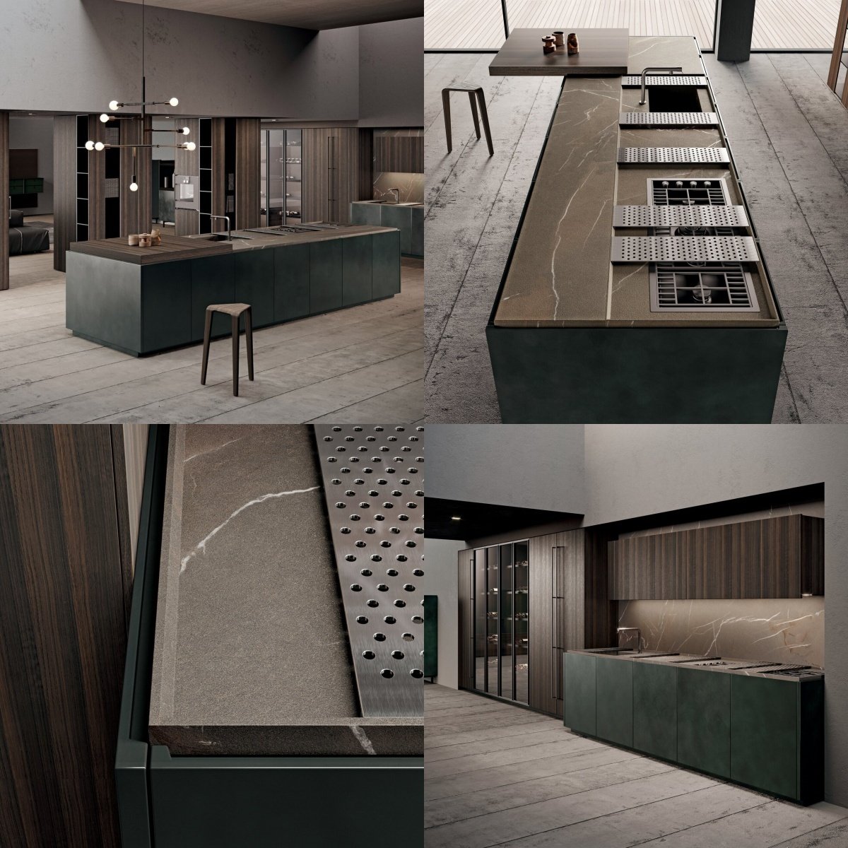PA Italian Luxury Design New Model Modular Kitchen Furniture Laminate Wall Hanging Kitchen Cabinet With Storage Island Set