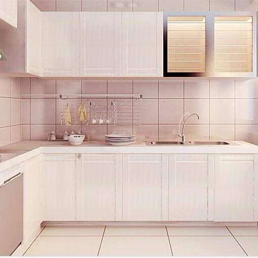 White solid wood slab storage kitchen cupboards modern kitchen cabinets set
