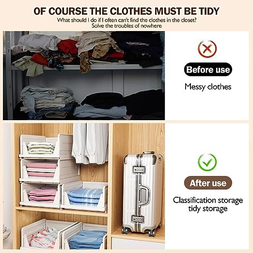 Plastic Storage Basket Closet Organizer Bin Foldable Clothes Organizer Storage Drawer