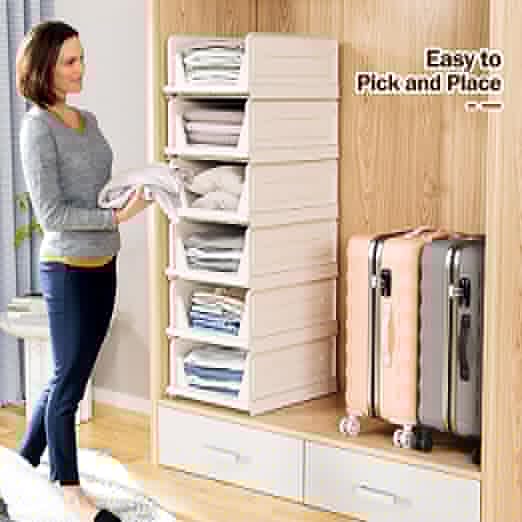 Plastic Storage Basket Closet Organizer Bin Foldable Clothes Organizer Storage Drawer