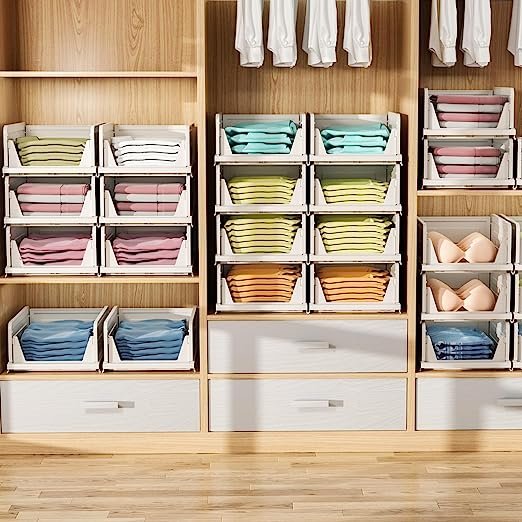 Plastic Storage Basket Closet Organizer Bin Foldable Clothes Organizer Storage Drawer