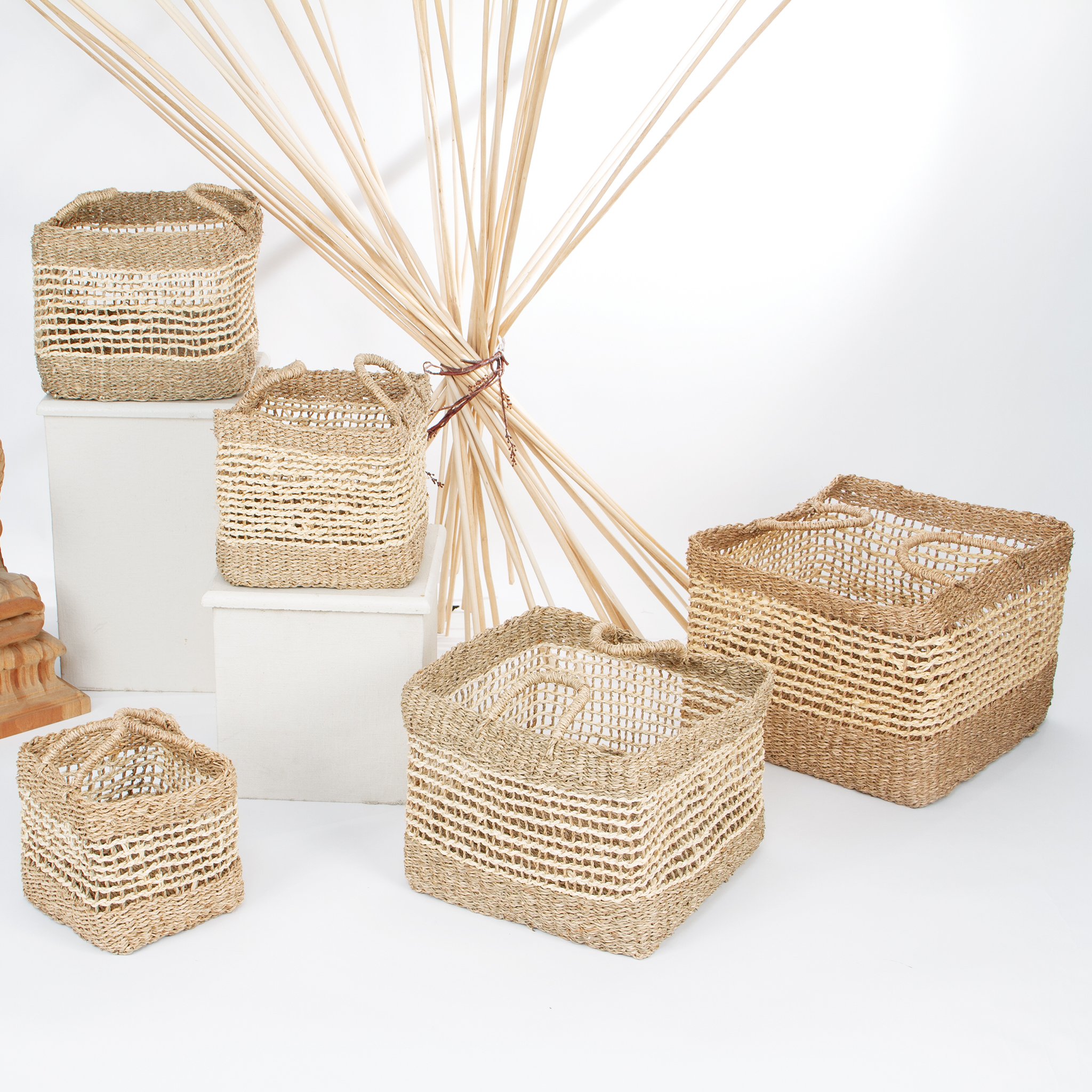 Best Collection Water Hyacinth Seagrass Organizer Storage Basket Home garden products Customize Color Room Furniture Decor
