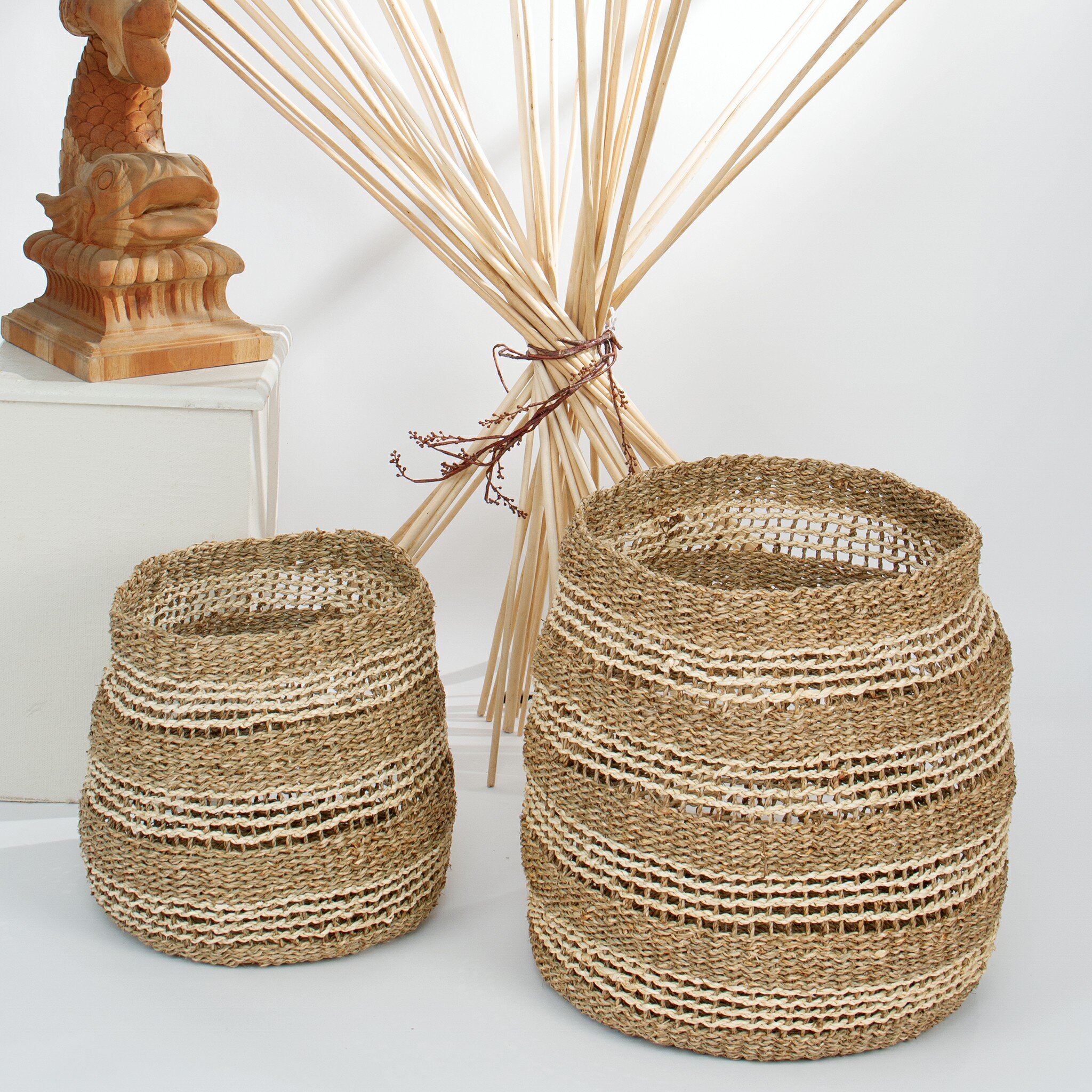 Best Collection Water Hyacinth Seagrass Organizer Storage Basket Home garden products Customize Color Room Furniture Decor
