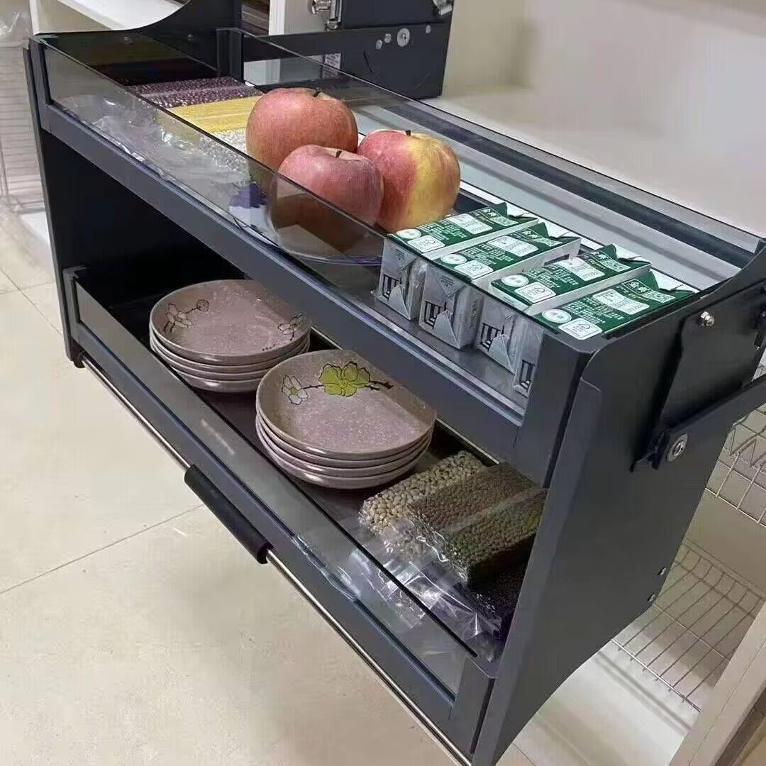 TAKY Kitchen basket pull out cabinet blind corner glass grey drawer basket easy storage basket