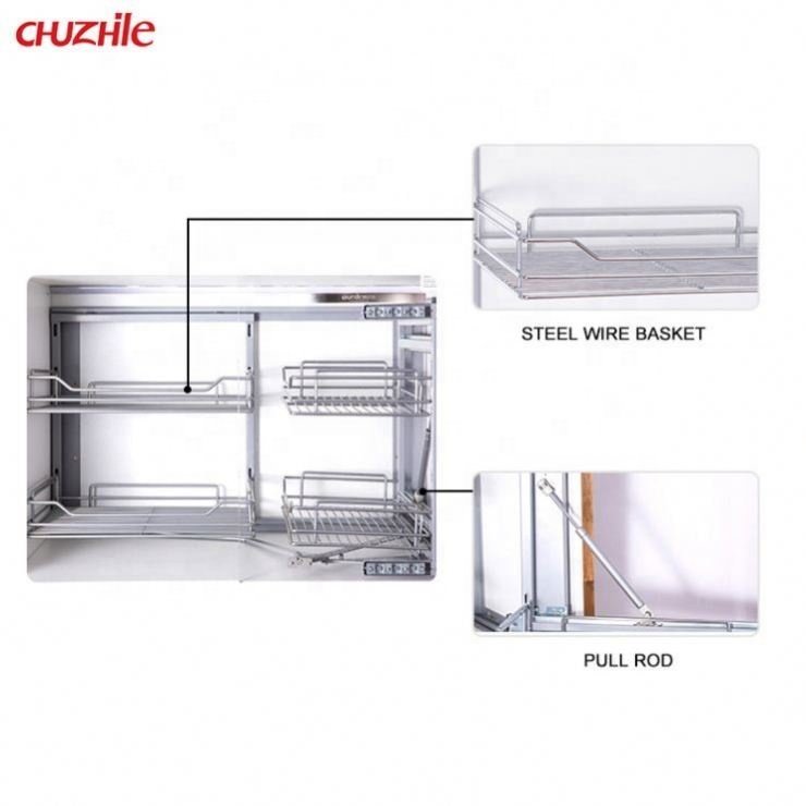 Factory Wholesale Kitchen Cabinet Metal Wire Basket Two Layer Magic Corner Cabinet