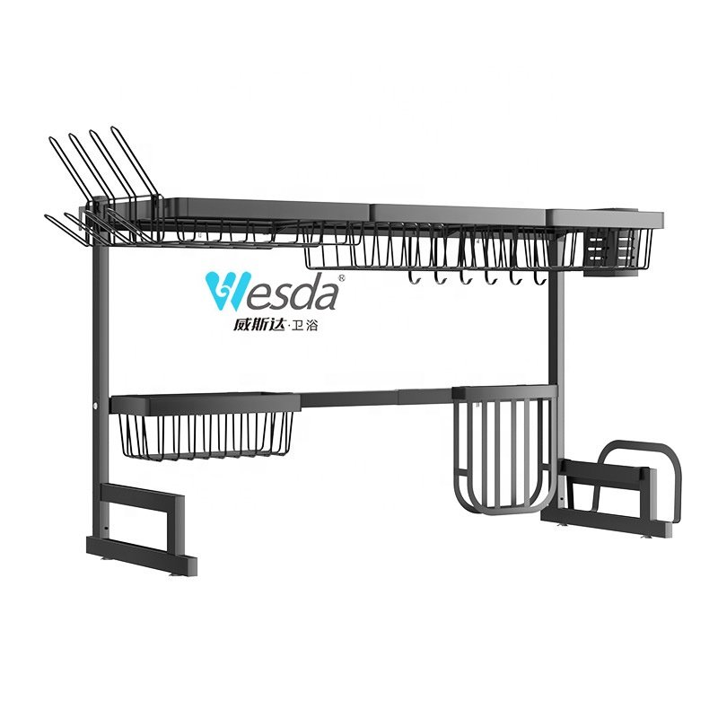 WESDA Expandable Kitchen Storage Racks Basket Organizer Dish Drainer Over Sink Dish Drying Rack for Kitchen