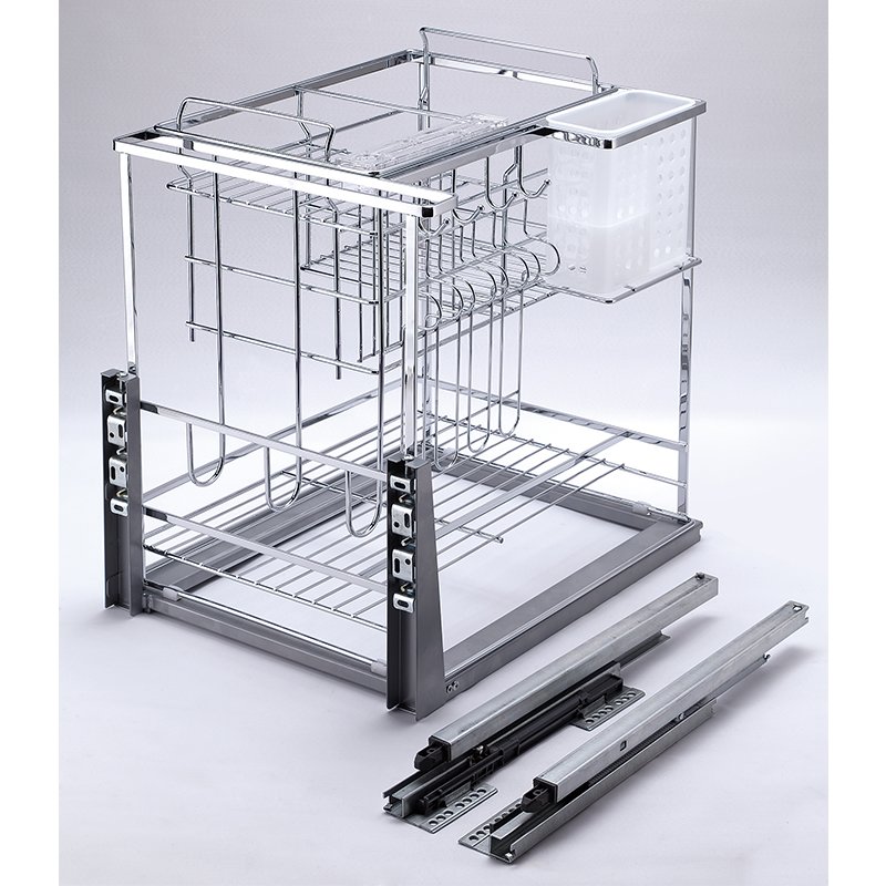 TKK Wholesale Kitchen Cabinet Wire Storage Pull Out Slide Drawer Basket Wire Mesh Rack Basket