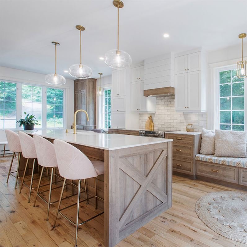 Realgres Custom Curved Kitchen Island Wooden Unit Designs Smart Cupboard Black Complete Kitchen Cabinets