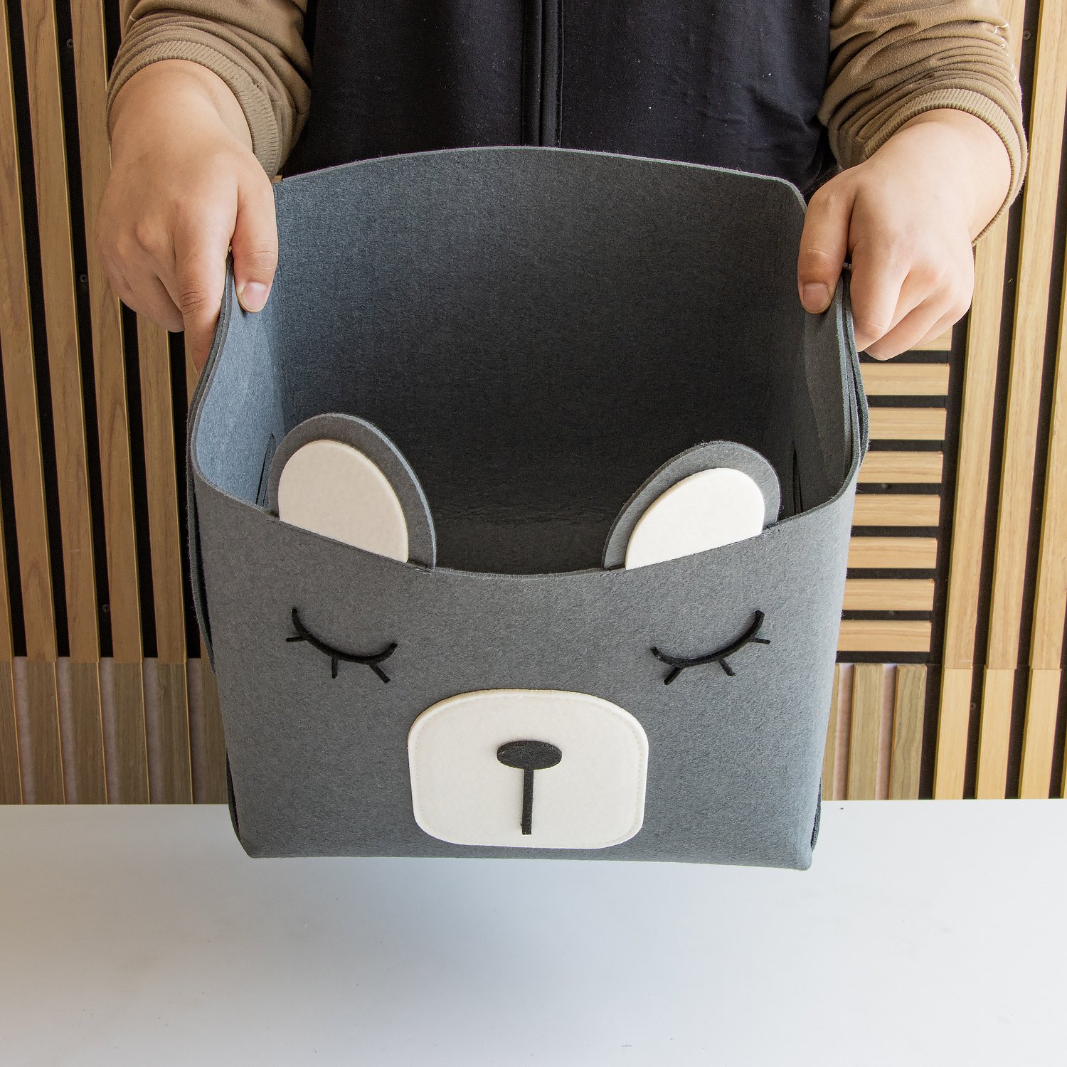 Folding colorful animal felt dirty desk storage basket box for children's toys books