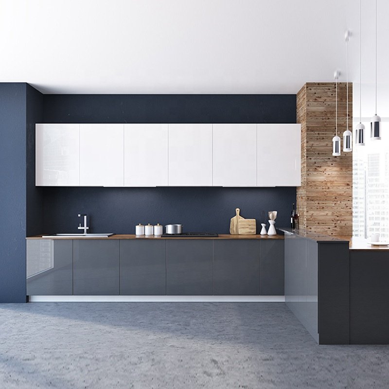 Foshan Factory Hot Sale Luxury Kitchen Cabinet Plywood Material Flat Pack Kitchen Cupboard
