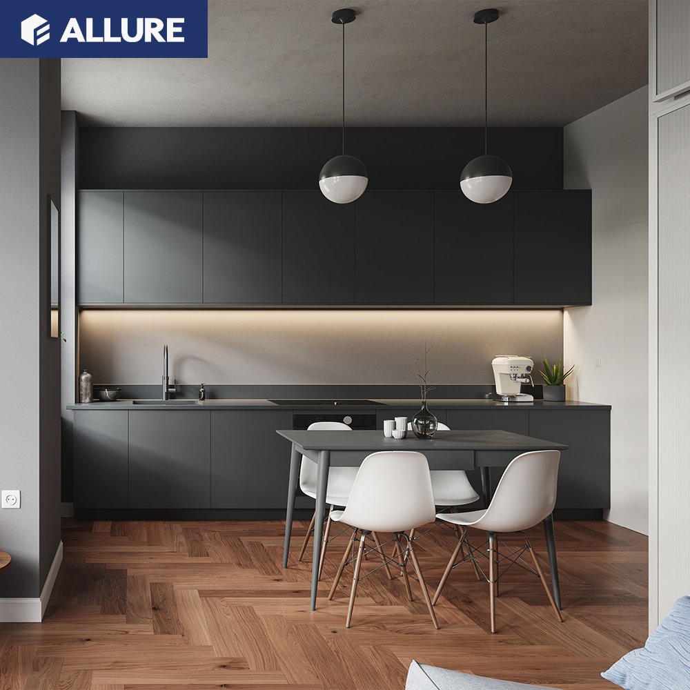 Allure Smart Pink Color High Glossy Lacquer Door with Handless Design full one kitchen cabinets ready to assemble