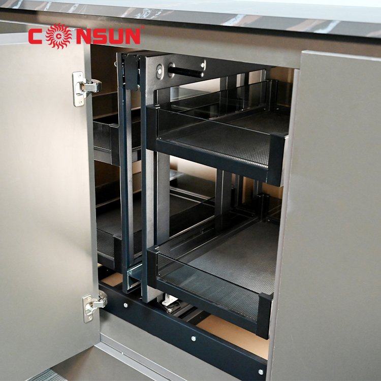 Kitchen Cabinet Interior Organizers Pull Out Dish Shelf Multi-function Cutlery Storage Drawer Basket