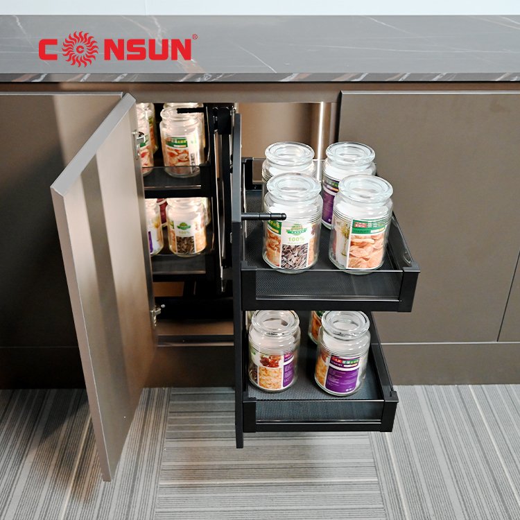 Kitchen Cabinet Interior Organizers Pull Out Dish Shelf Multi-function Cutlery Storage Drawer Basket