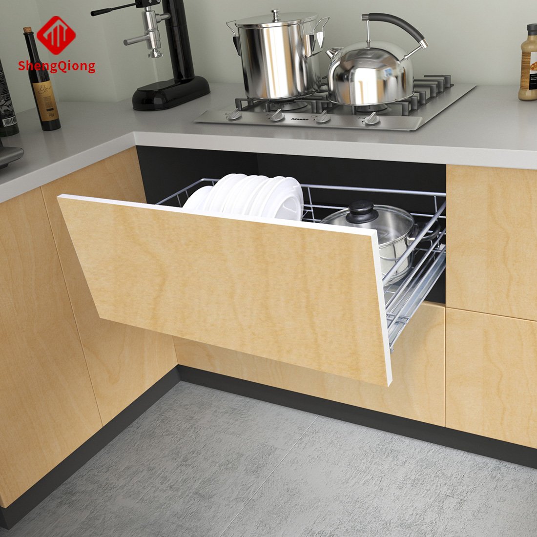 SHENGQIONG kitchen accessories storage kitchen pull out basket drawer sliding basket cabinet organization pots and pans