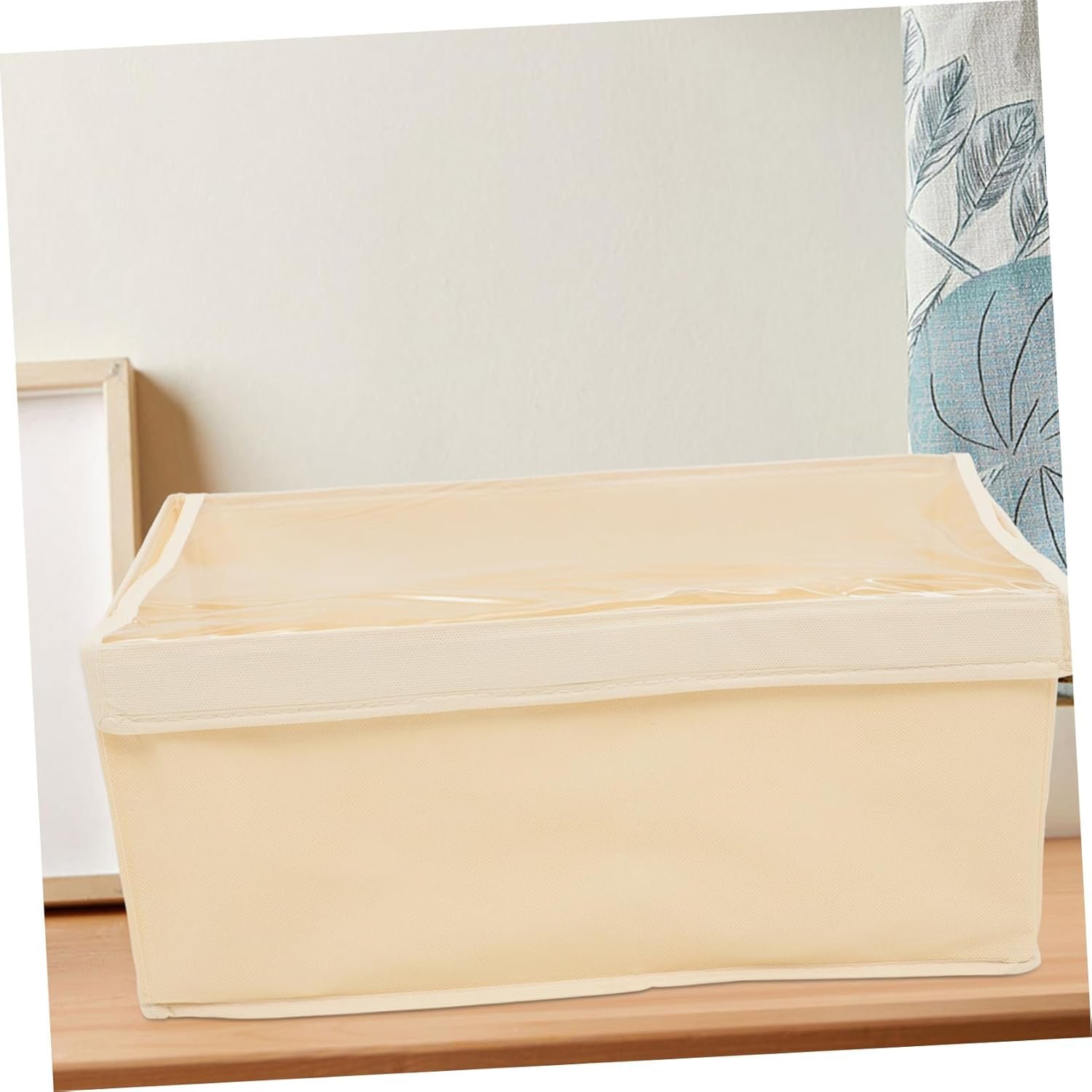 Foldable PVC Waterproof Lid Wardrobe Storage Box Clothes Organizer Bins with Dustproof Finishing Foldable Closet Drawer Basket